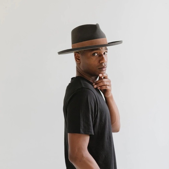 Two Roads Hat Co. Men’s Echo Park Dark Earth Wool Suede Band Rustic Fedora‎ Hat - Picture 7 of 9